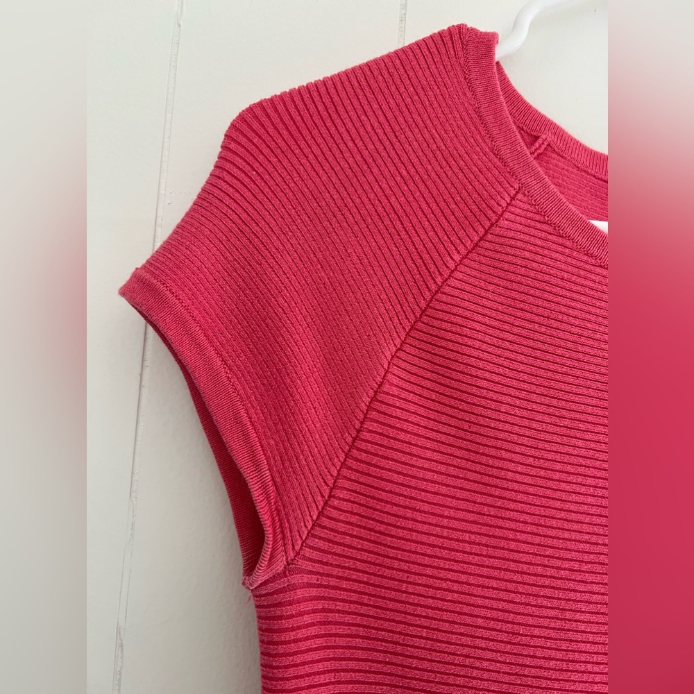 Trina Turk Fit & Flare Knit Cozumel Ribbed Sweater Dress in Hot Coral Pink - Picture 4 of 10